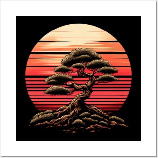 Bonsai Tree with Sunset Posters and Art